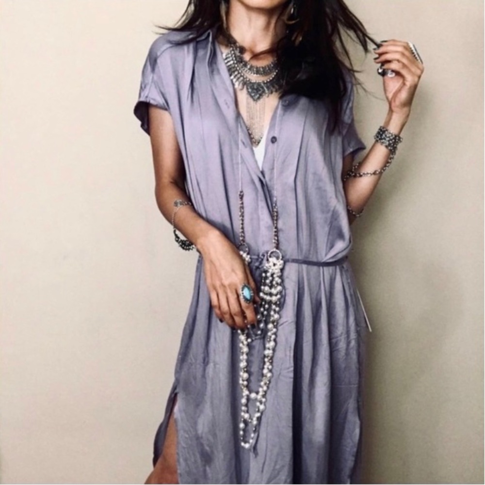 Young Fabulous & Broke Sleeveless Shirt Dress in Lilac/ Lavender Purple